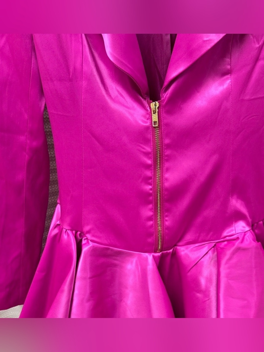 Barbiecore AKIRA Satin Peplum Mini Dress Pink Size S - Picture 3 of 7